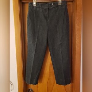 Talbots Stretch Drk Wash Blue Denim Pants Jeans Sz 12 split at Hem Grannycore